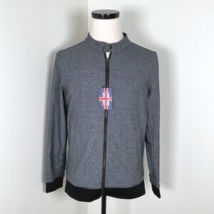 Soul of London Mens Grey Textured Full Zip‎ Bomber Jacket S
